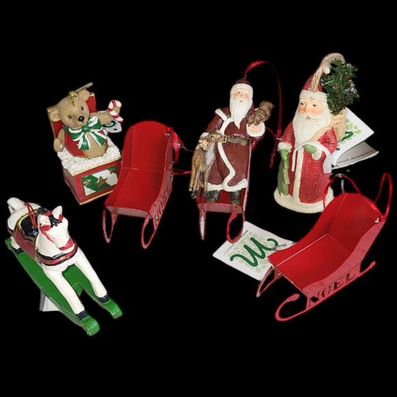 Miniature Christmas Holiday Hanging Ornaments 7 Pieces Midwest Seasons - Picture 2 of 5